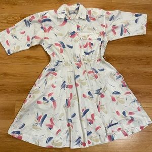 Cabrais Womens Vintage Shirt Dress SZ Med-Large Knee Length Collared Pockets